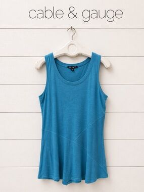 CABLE & GAUGE Sleeveless Top – Size M – Turquoise Linen Blend